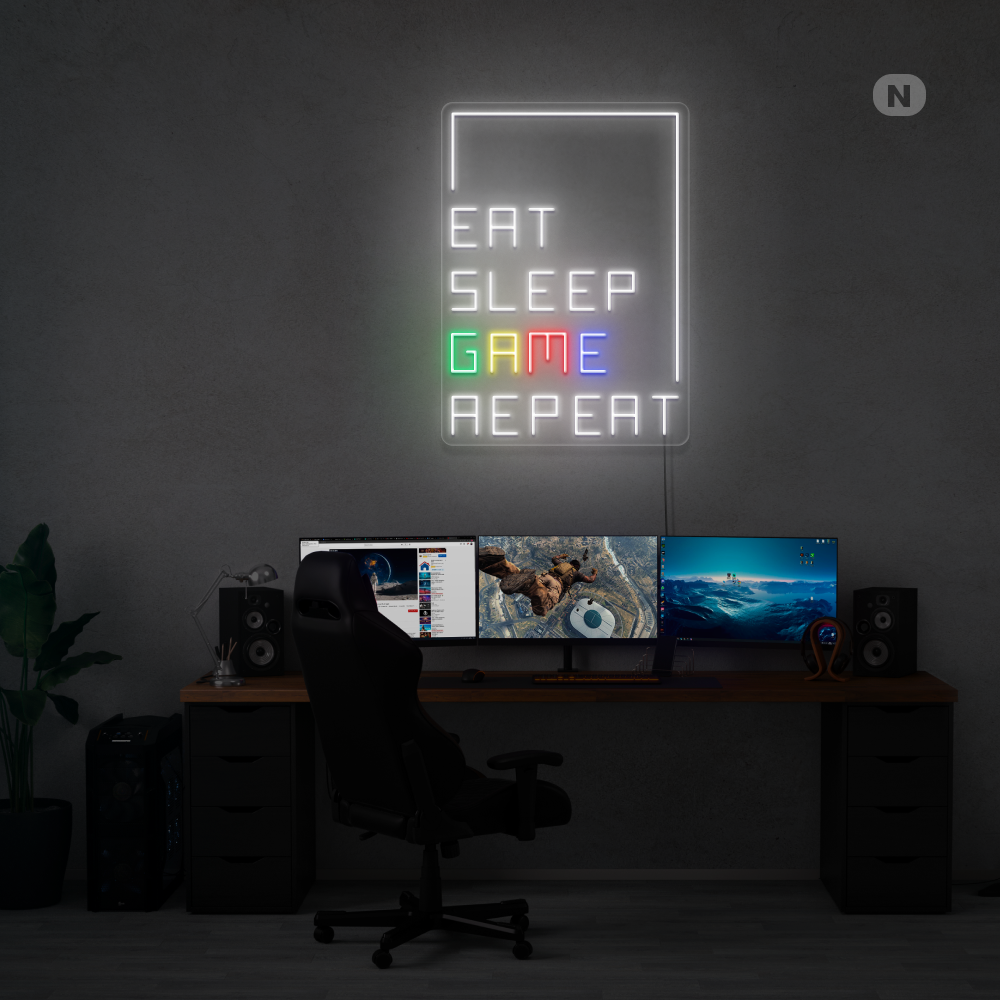 Neonskilt Eat Sleep Game Repeat