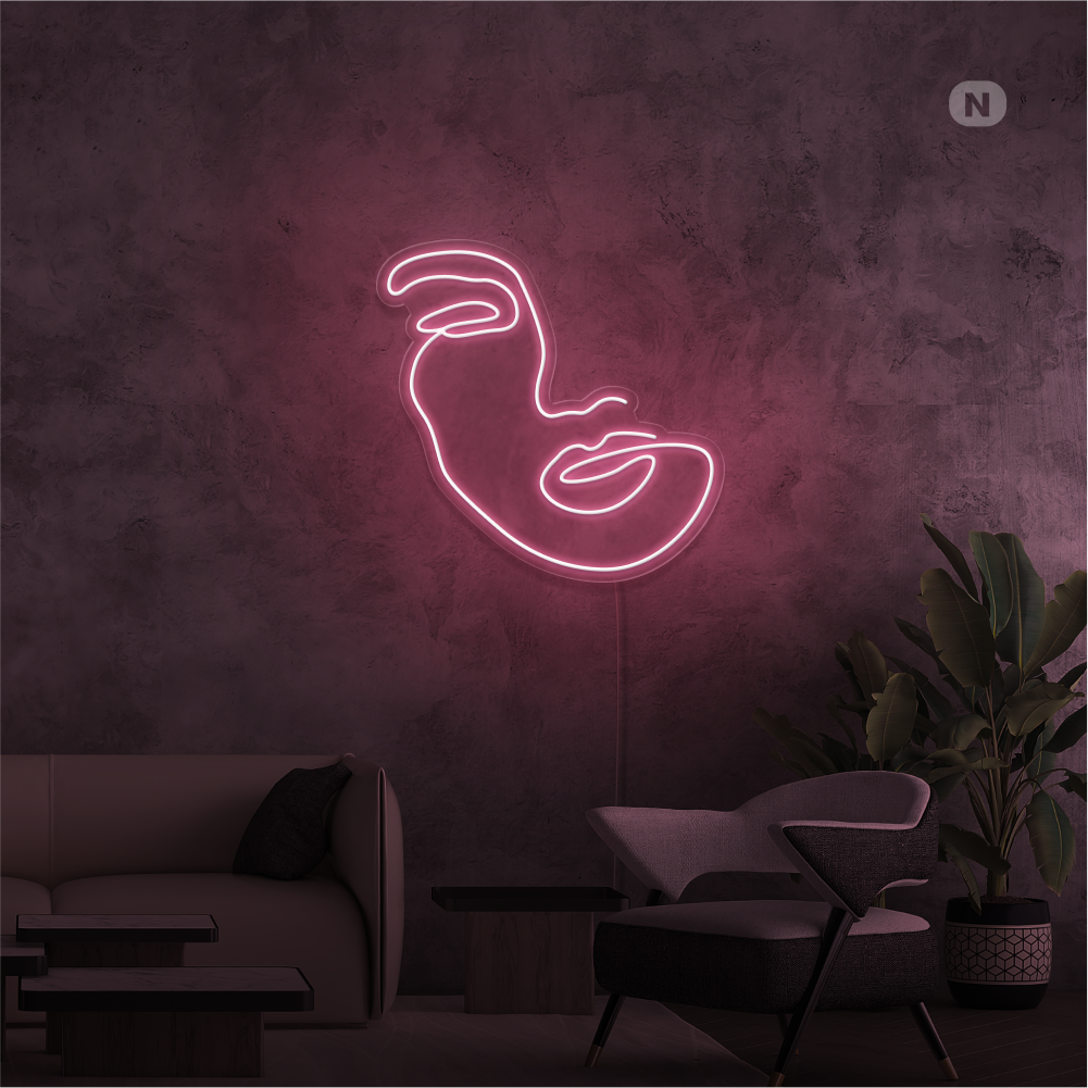 Neonskilt Kvindens ansigt